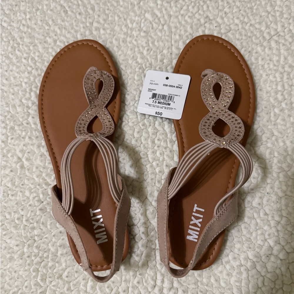Mixit Women's Beige Sandals with Cutout Design